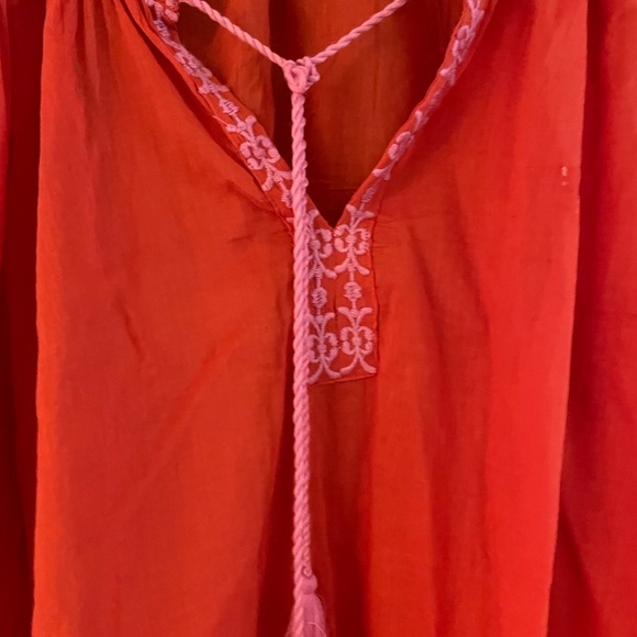NEW Orange and Pink Embroidered Boho Top - Picture 5 of 6